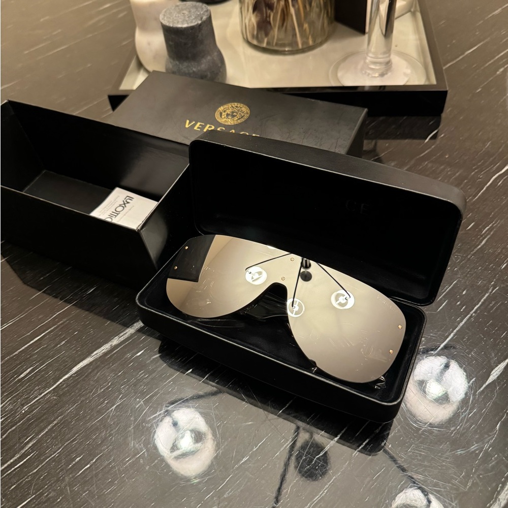 Versace Silver Sunglasses with Black Case